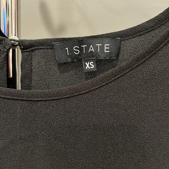 🇪🇸🐠1. State blouse ruffle sleeves keyhole back black XS - Picture 3 of 7